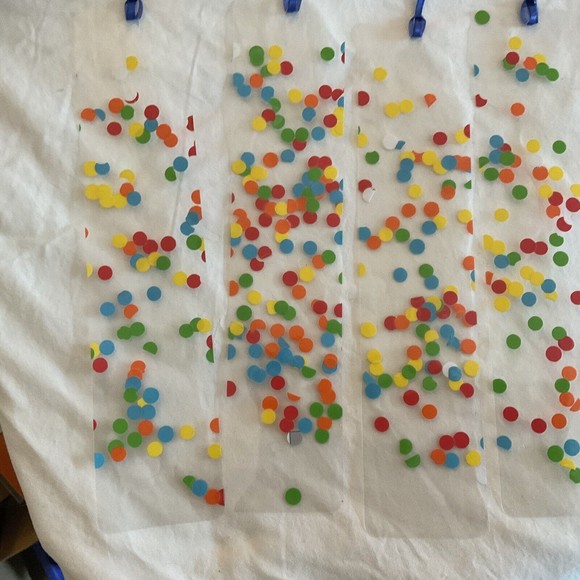 9"  LAMINATED BOOKMARKS Set Of  Five Colorful Confetti Ribbon Top - Picture 5 of 6